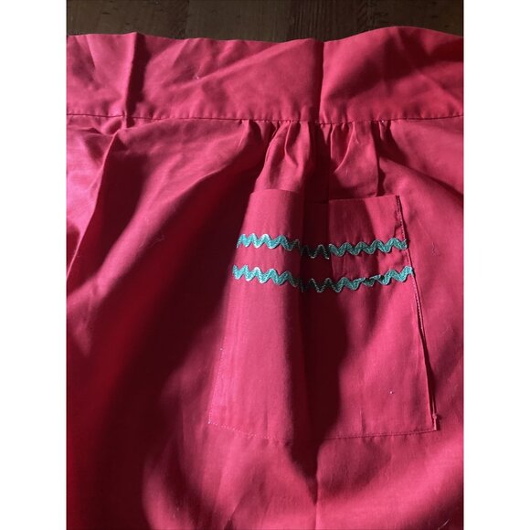 Vintage Red Half Apron Front Pockets Homemade Small - Picture 5 of 6